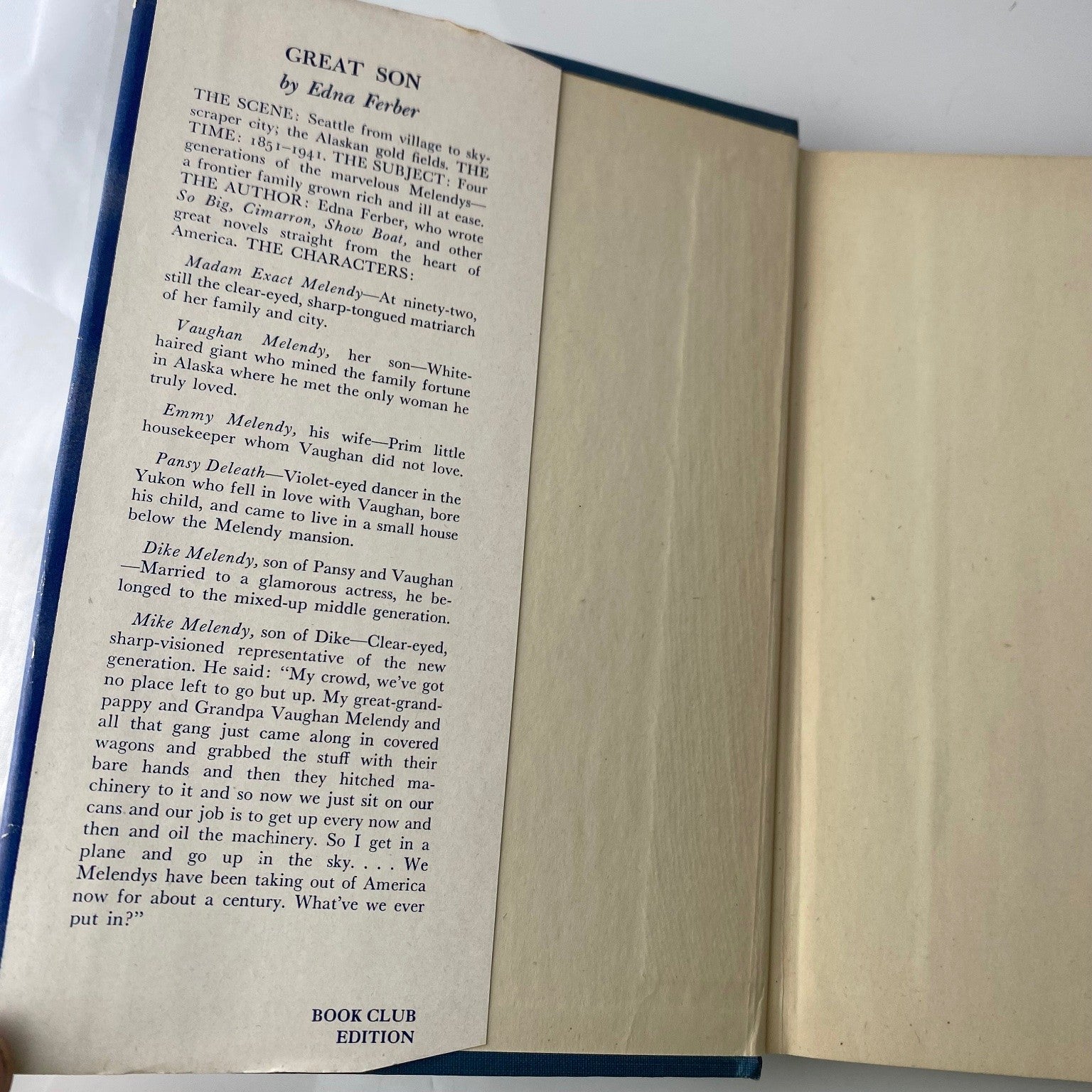 Great Son Edna Ferber 1945 First Edition Doubleday Doran Novel