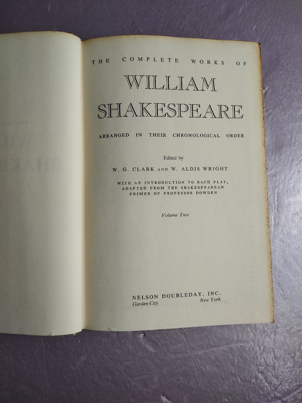 Complete Works William Shakespeare Vol 2 Clark Wright Nelson Doubleday Plays