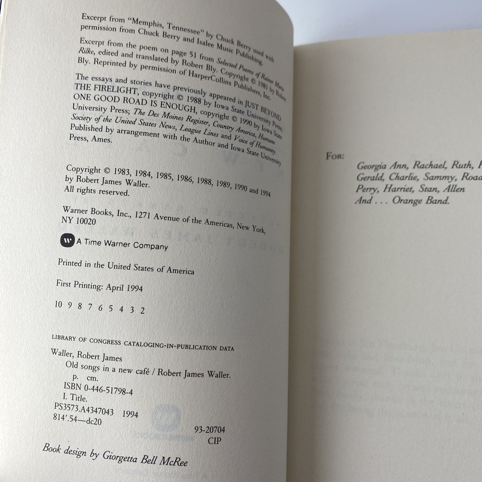 Old Songs in a New Cafe : Selected Essays by Robert James Waller Madison County