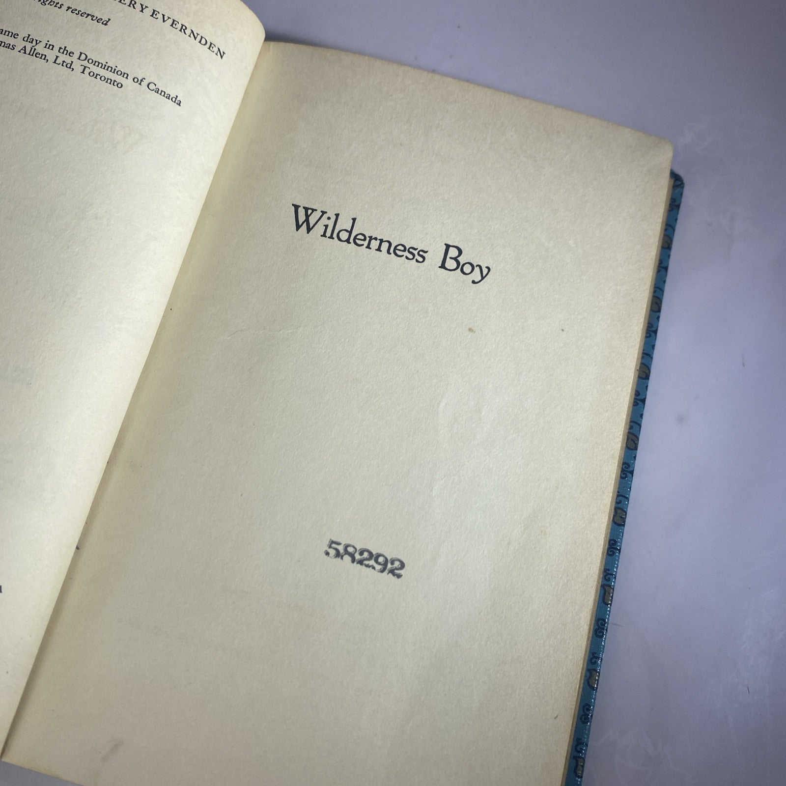 WILDERNESS BOY By Margery Evernden Rare Novel Chapter Book Rebound Vintage