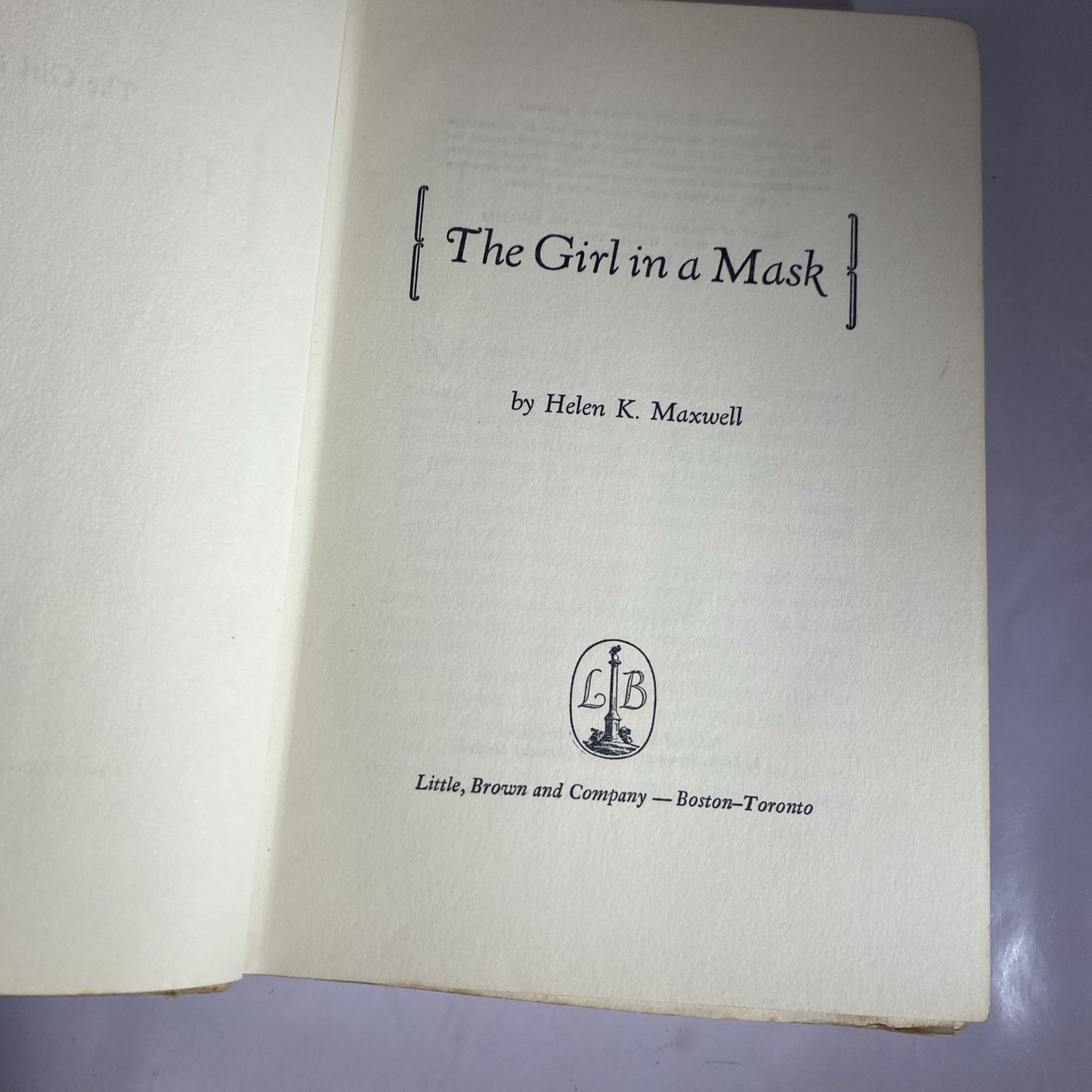 The Girl in a Mask by Helen K. MAXWELL Rare Vintage Novel Little Brown Ex Libris