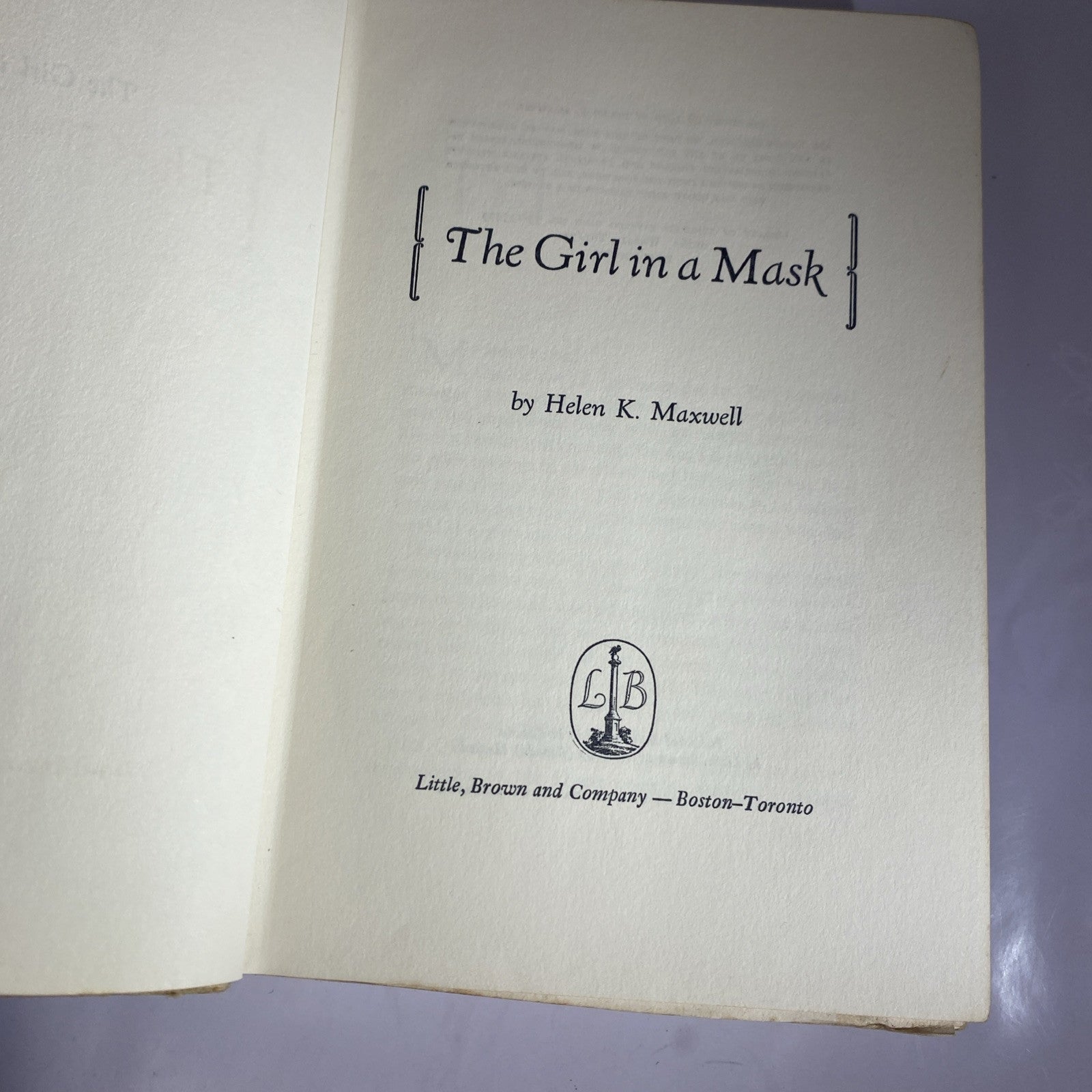 The Girl in a Mask by Helen K. MAXWELL Rare Vintage Novel Little Brown Ex Libris