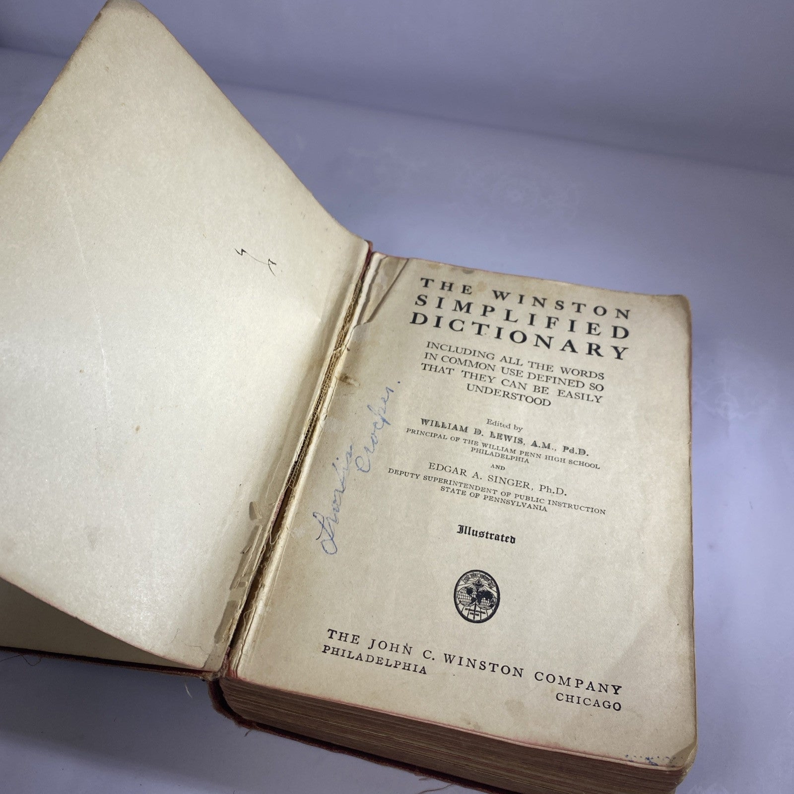 The Winston Simplified Dictionary 1919 Antique Rare Red Book English Soft Bindin