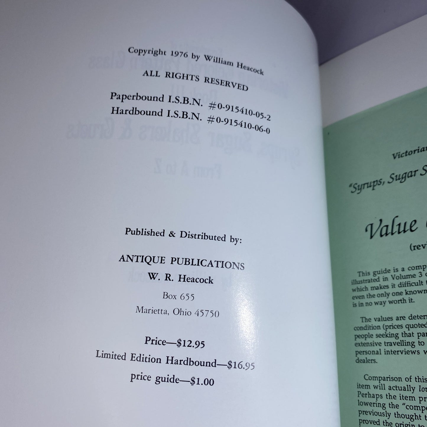 Encyclopedia of Victorian Colored Pattern Glass Book III by William Heacock 1976