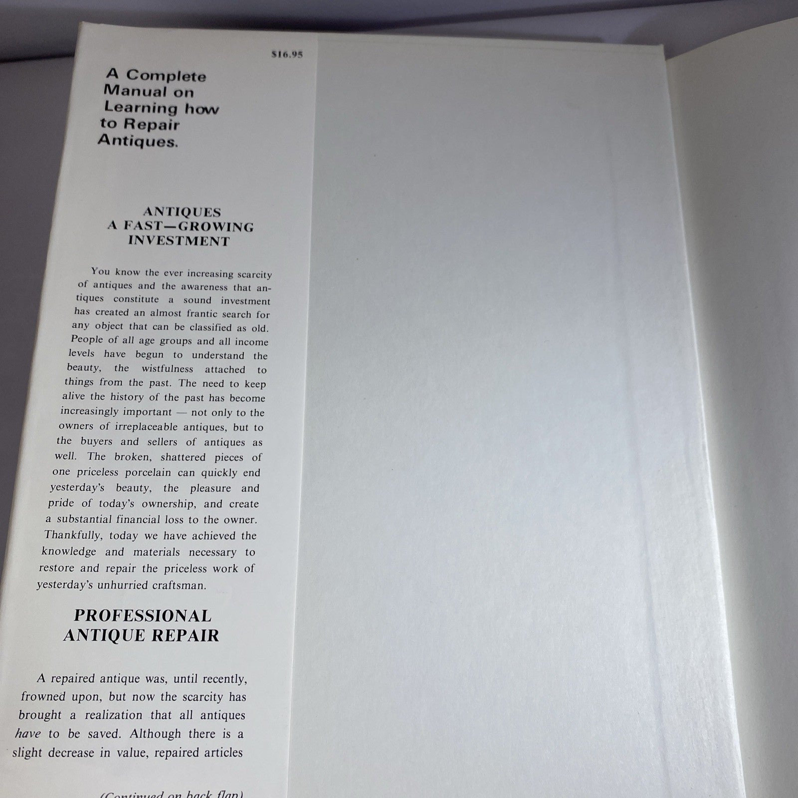 Antique Restoration & China Repair /Two Sisters' Guide to/Auth. J &J Myers 1973