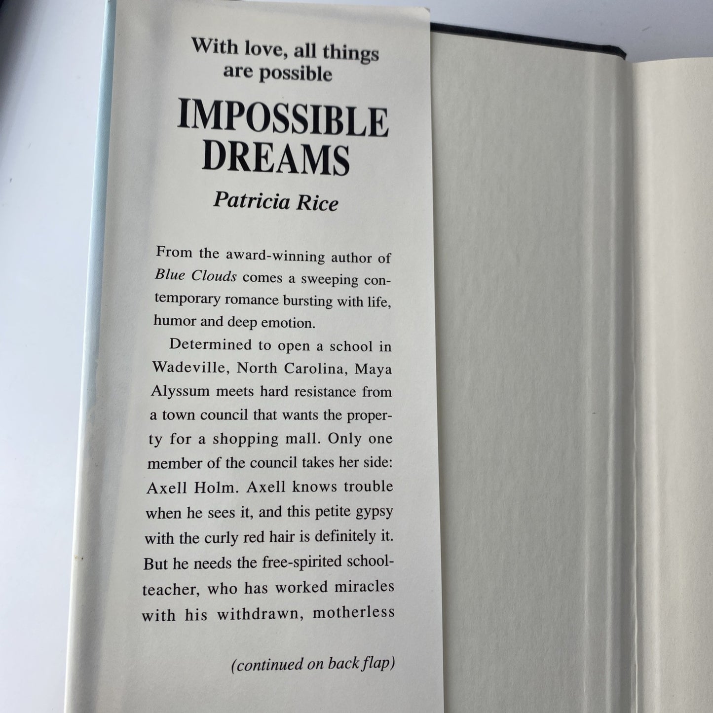 Impossible Dreams by Rice, Patricia Hardcover Book Club Edition Very Good