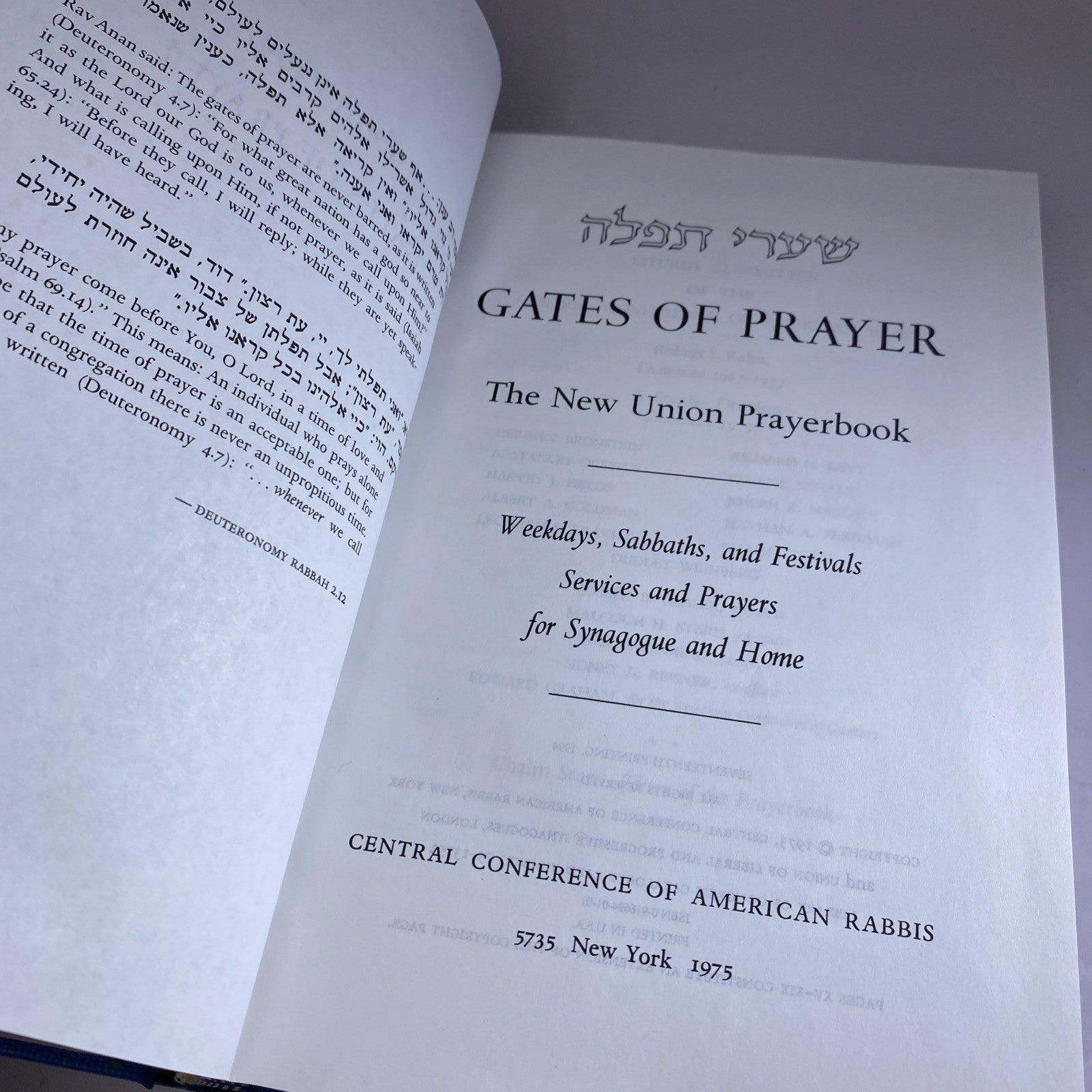 Gates of Prayer The New Union Prayerbook - Weekdays Sabbaths 1994 Jewish Hebrew