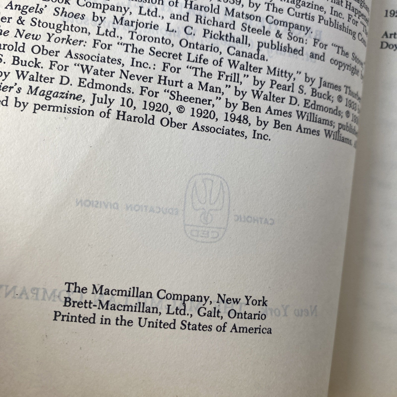 Vintage A Book Of Stories, The Pageant Of Literature 1960 By Brother H Raphael