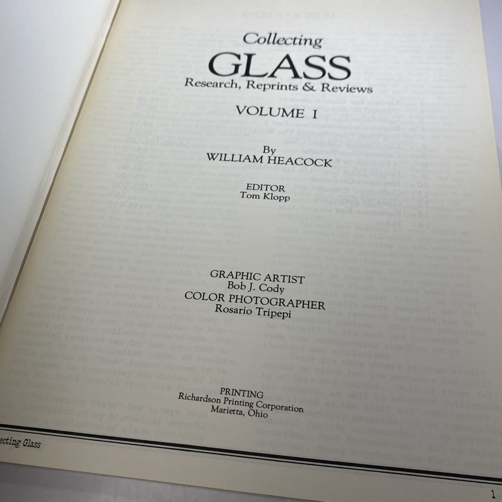 Collecting Glass Slag Glass From Around The World 1984 Volume #1 SC VGC